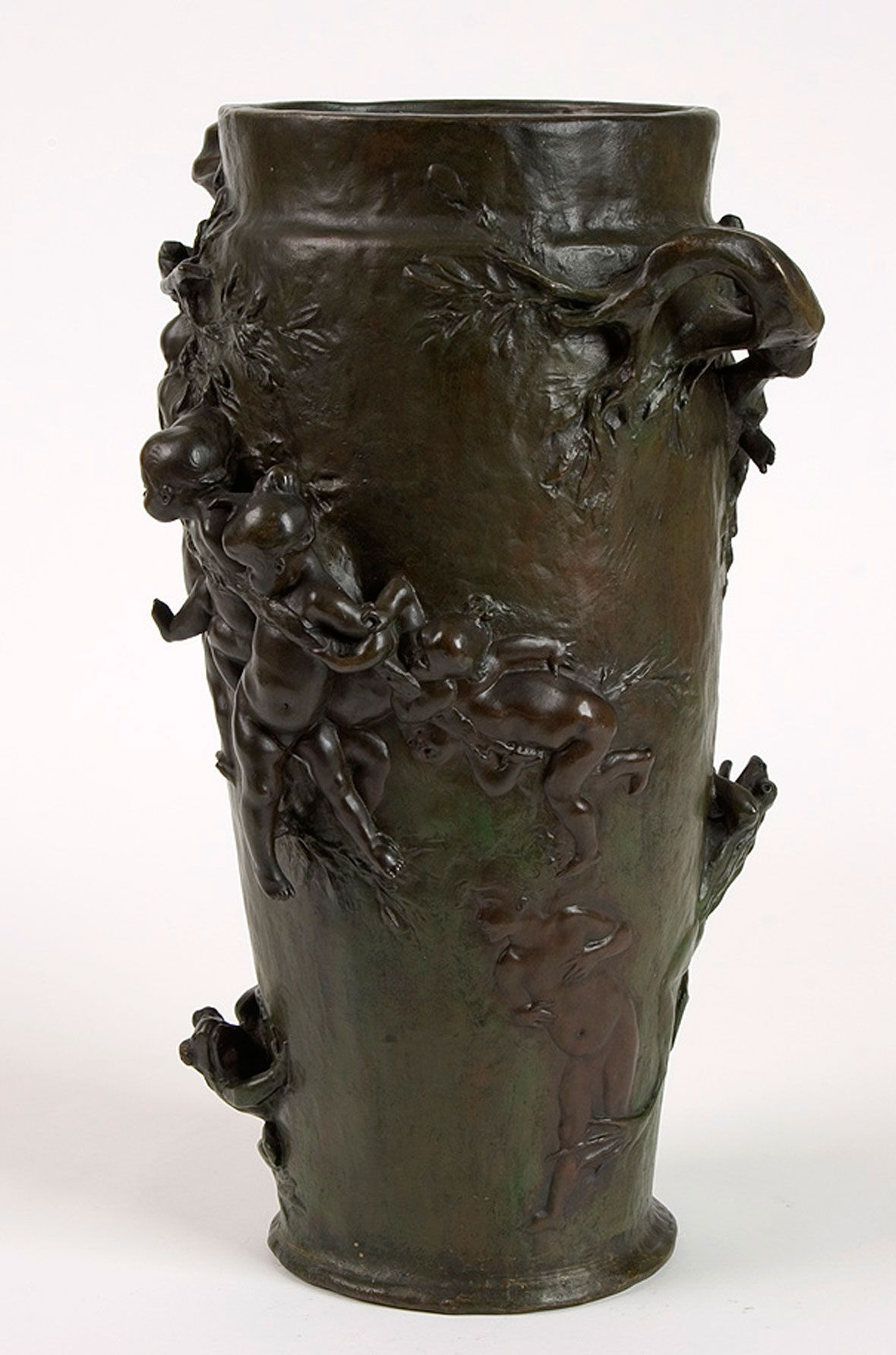 Les Grenouilles Bronze Vase by Cheret
